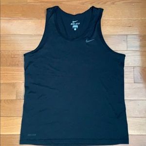 Nike men’s dri-fit tank top black grey stripe Med